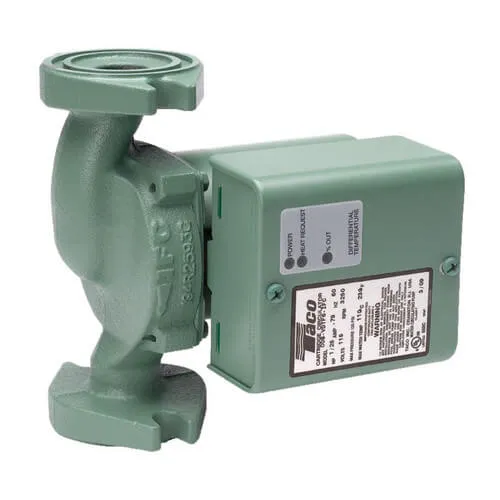 009-VDTF5 | Circulator Pump (Variable Speed) | Cast Iron | 1/8 HP | 115V | Single Phase | 1.33A | 3250 RPM | Flanged | 52 GPM | 14.5ft Max Head | 125 PSI Max Press. | Series 009 | Taco