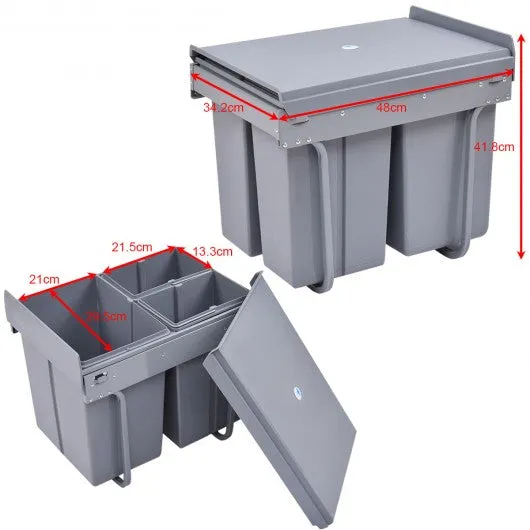 10.5 gal 3 Compartment Pull Out Recycling Waste Bin