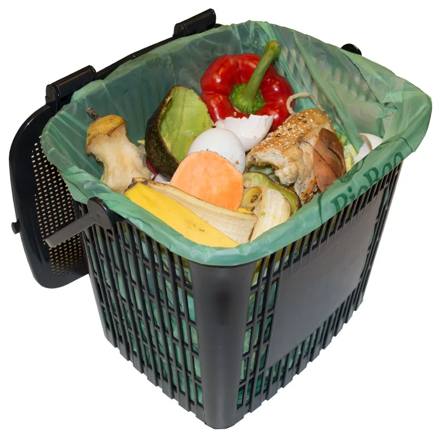16.9" x 17.7" x 0.64 mil 3 Gallon Green Home-Compostable Plastic Food Scrap Collection Bags (300 Bags, 25 Bags/Box, 12 Boxes/Case)