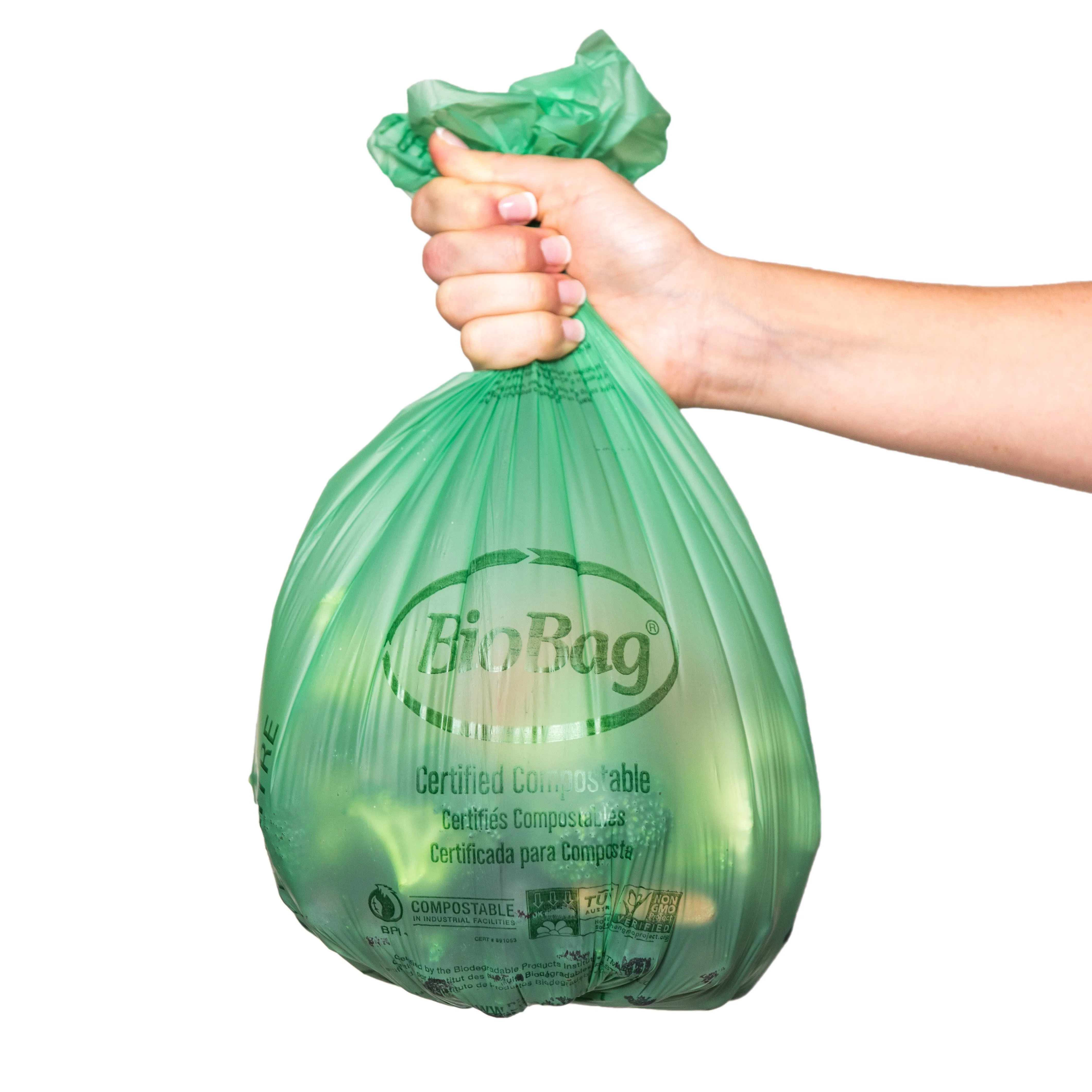 16.9" x 17.7" x 0.64 mil 3 Gallon Green Home-Compostable Plastic Food Scrap Collection Bags (300 Bags, 25 Bags/Box, 12 Boxes/Case)