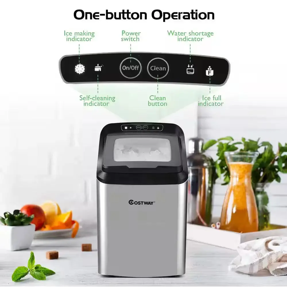 18 In. 29 Lb. Nugget Portable Ice Maker Machine Countertop Chewable Ice Maker Self-Cleaning