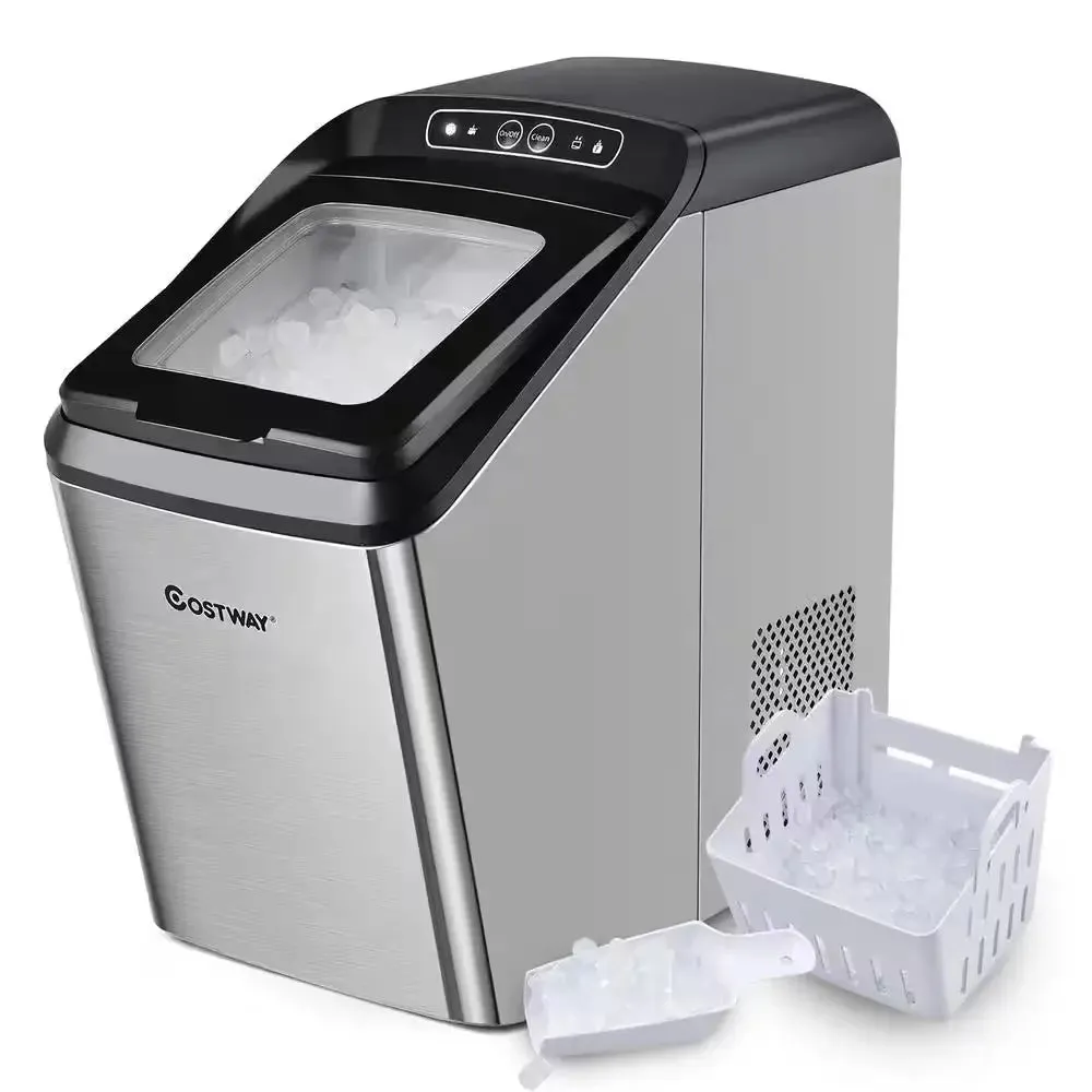 18 In. 29 Lb. Nugget Portable Ice Maker Machine Countertop Chewable Ice Maker Self-Cleaning