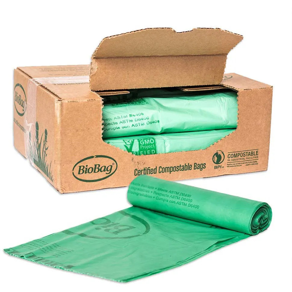 22" x 29" x 0.68 mil 13 Gallon Green Home-Compostable Plastic Trash Can Liners (280 Bags, 10 Bags/Roll, 28 Rolls/Case)