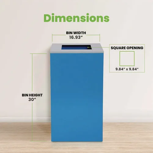 29 Gallon Trash/recycling Cans, Steel, Blue Can With Square Lid