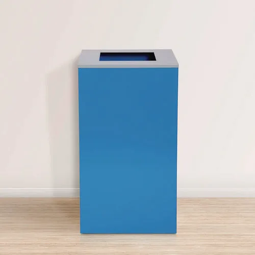 29 Gallon Trash/recycling Cans, Steel, Blue Can With Square Lid