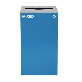 29 Gallon Trash/recycling Cans, Steel, Blue Mixed Recycling Can With Mixed Lid