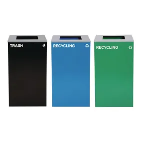 29 Gallon Trash/recycling Cans, Steel, Blue Recycling Can, Green Recycling Can, Black Trash Can With Square Lids