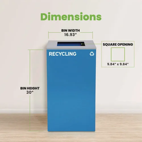 29 Gallon Trash/recycling Cans, Steel, Blue Recycling Can With Square Lid