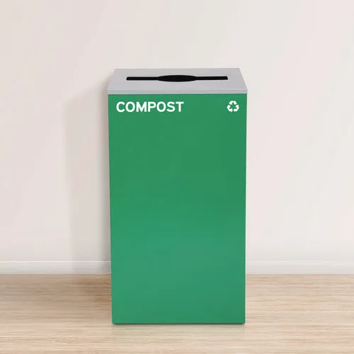 29 Gallon Trash/recycling Cans, Steel, Green Compost Can With Mixed Lid, Black Trash Can With Square Lid