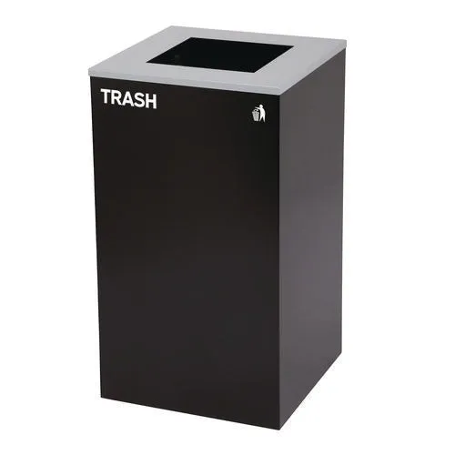 29 Gallon Trash/recycling Cans, Steel, Green Compost Can With Mixed Lid, Black Trash Can With Square Lid