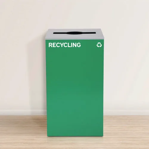 29 Gallon Trash/recycling Cans, Steel, Green Recycling Can With Mixed Lid, Black Trash Can With Square Lid