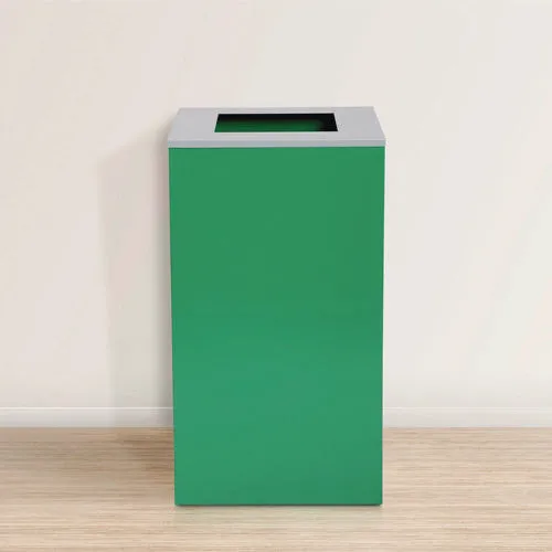 29 Gallon Trash/recycling Cans, Steel, Green Recycling Can With Square Lid, Black Trash Can With Square Lid