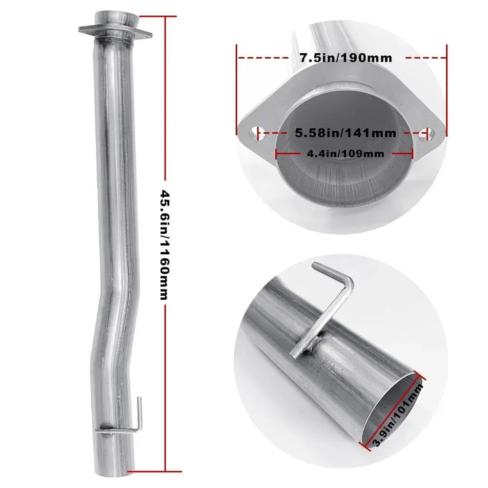 4.0/5.0 Inch 6.7 Powerstroke DPF Delete Race Pipe | Downpipe-Back Exhaust w/Muffler for 2011-2023 Ford F-250, F-350, F-450