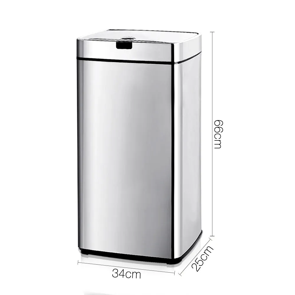 45L Motion Sensor Rubbish Bin - Silver