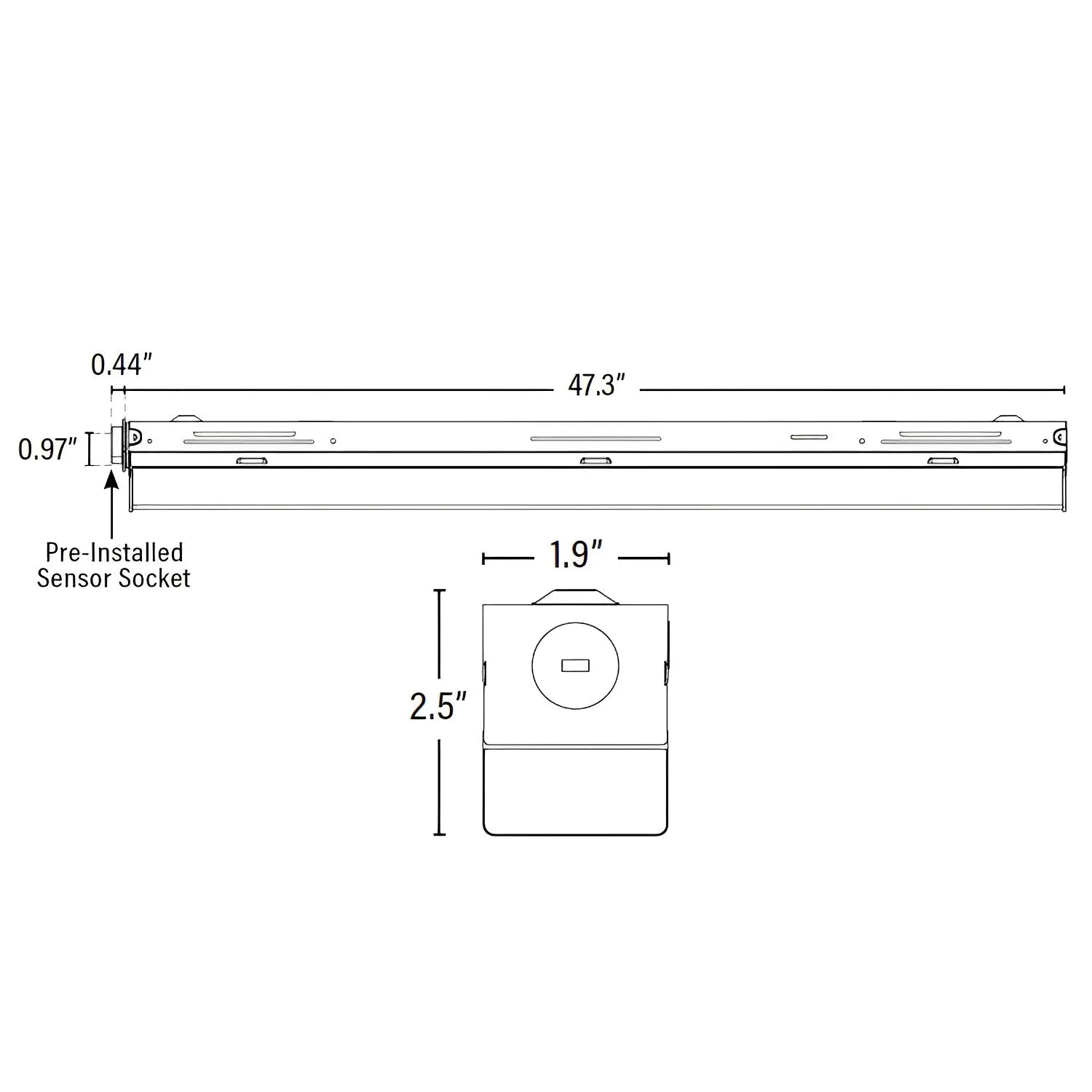 4ft LED Strip Light Fixture, 45W/38W/34W, Selectable Wattage & CCT, 5800 Lumens