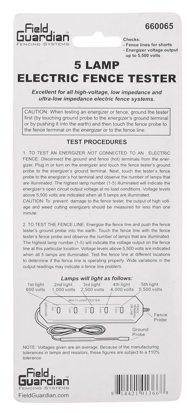 5 Lamp Electric Fence Tester