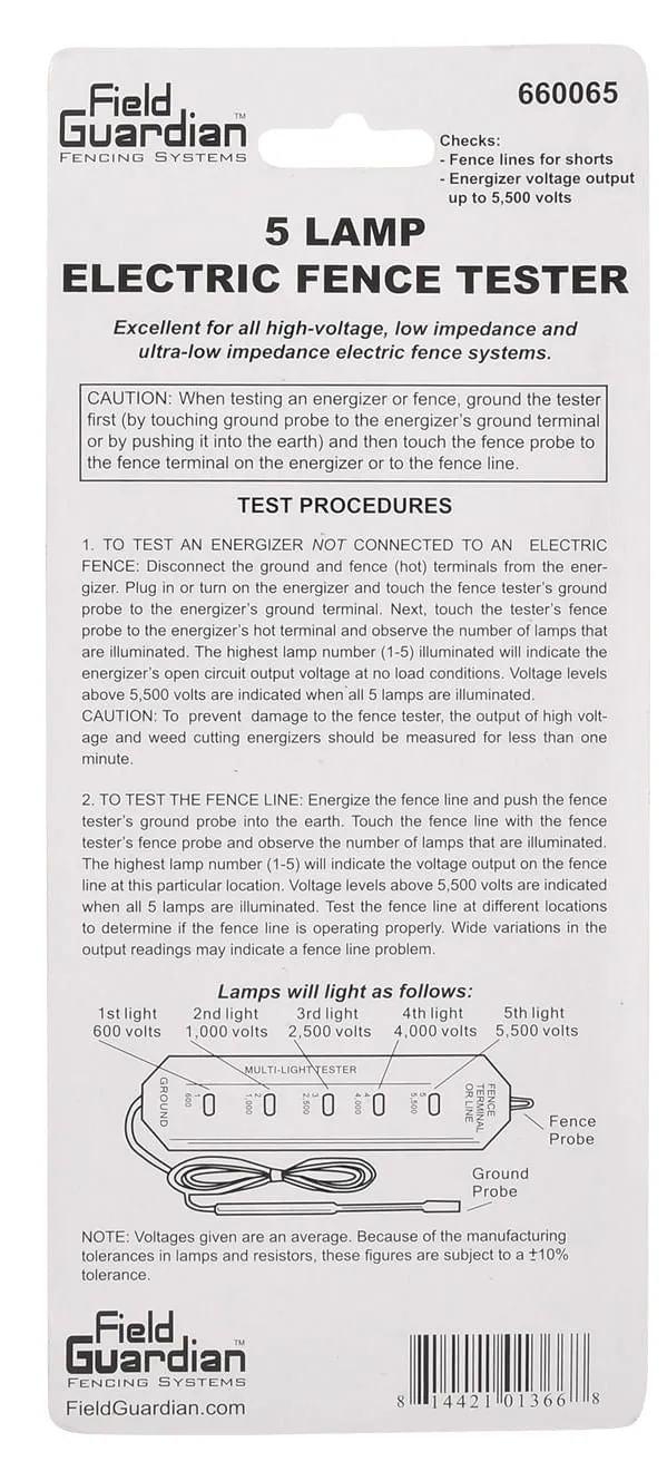 5 Lamp Electric Fence Tester
