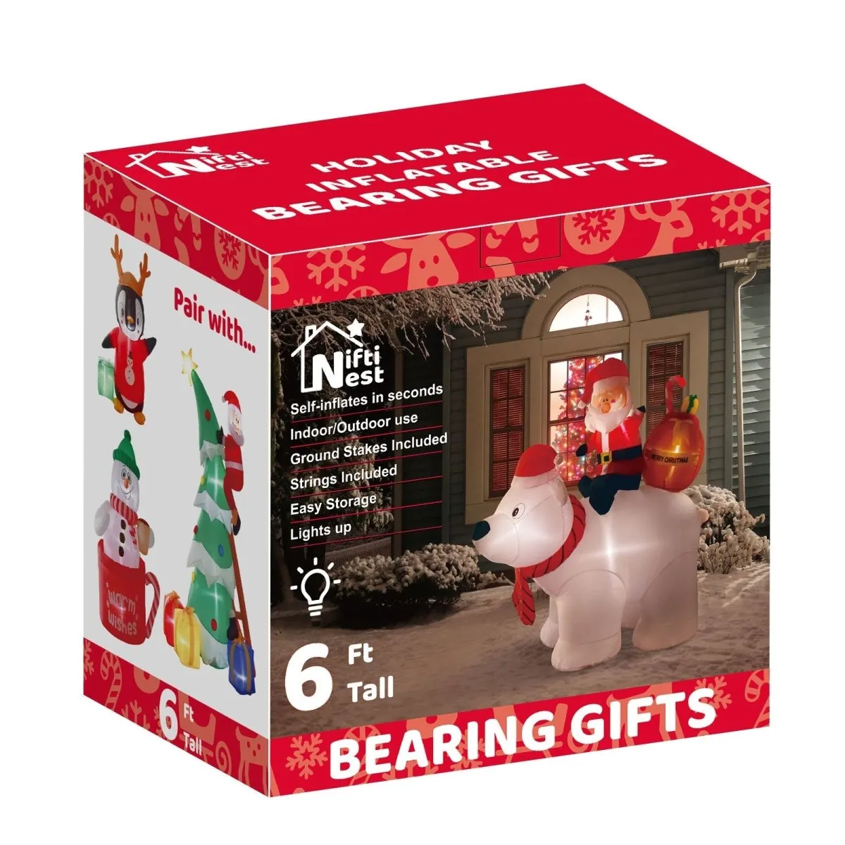 6' Ft Bearing Gifts Holiday Inflatable