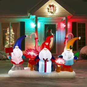 7' Ft Xmas Gnomes Holiday Inflatable Christmas Inflatable Outdoor Decoration Christmas Blow Up Yard Decorations Yard Cute Xmas Gnomes with Colorful LEDs for Holiday Christmas Party Garden