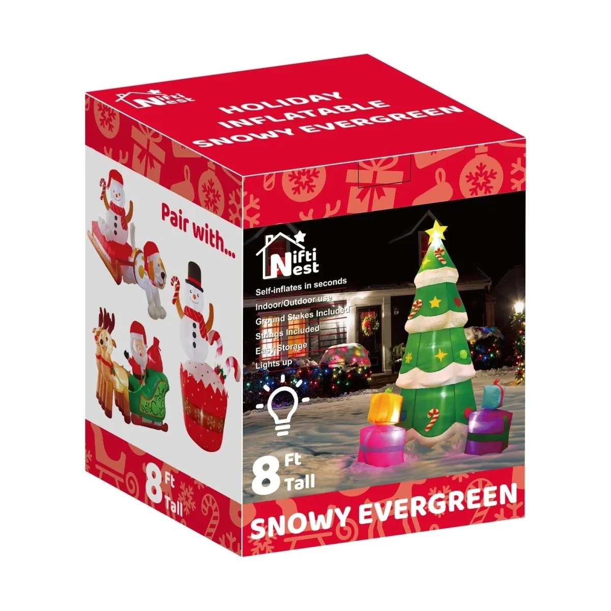 8' Ft Snowy Evergreen Holiday Inflatable