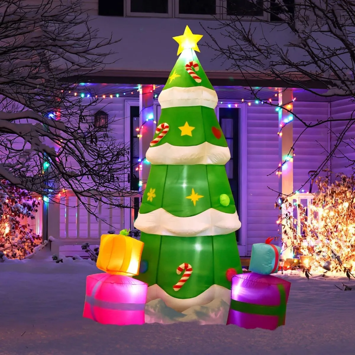8' Ft Snowy Evergreen Holiday Inflatable