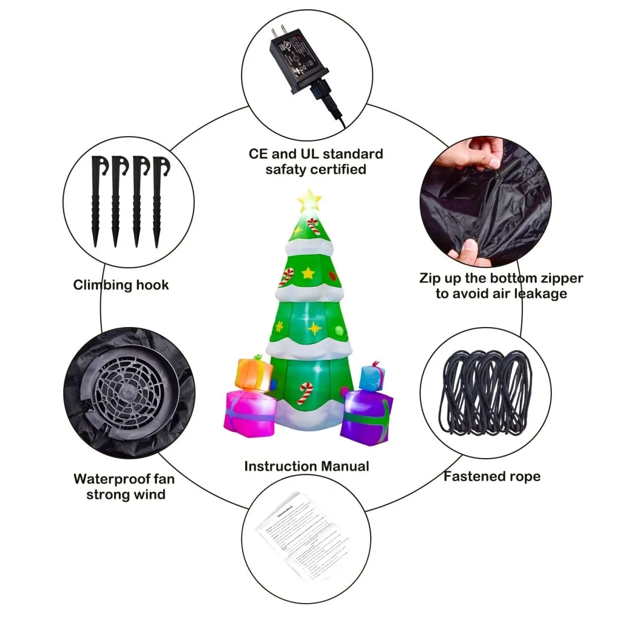 8' Ft Snowy Evergreen Holiday Inflatable