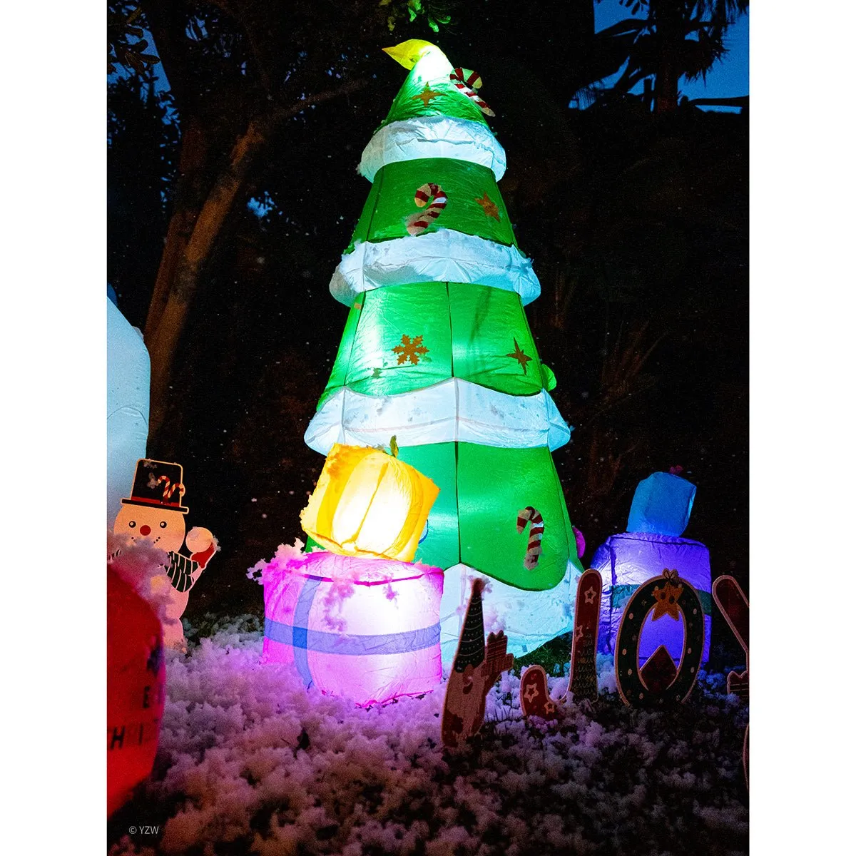 8' Ft Snowy Evergreen Holiday Inflatable