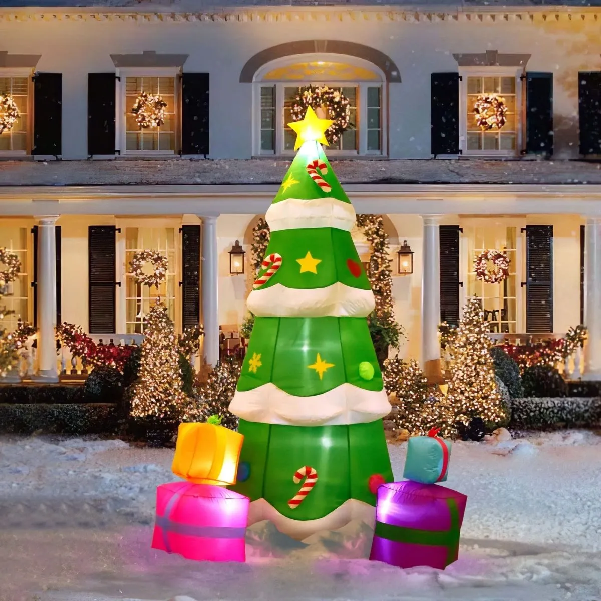 8' Ft Snowy Evergreen Holiday Inflatable
