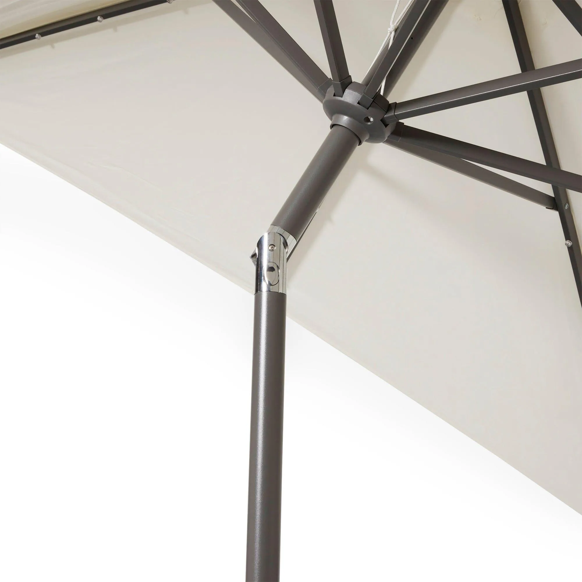 8 Seater Rattan Cube Outdoor Dining Set with Cream LED Premium Parasol - Natural Brown Weave