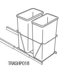 AAMR-TRASHPO18 Amesbury Mist Recessed Assembled Trash Bin Pullout
