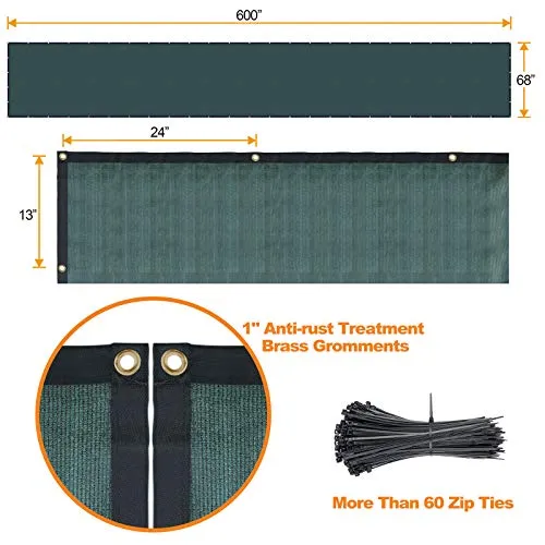 Amagabeli 6’x50’ 90% Blockage Shade Privacy Screen Outdoor UV Resistant Green Model No. ET007