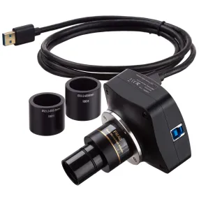 AmScope MU Series 3.1MP USB 3.0 Back-illuminated Color CMOS C-Mount Microscope Camera with Reduction Lens and Calibration Slide