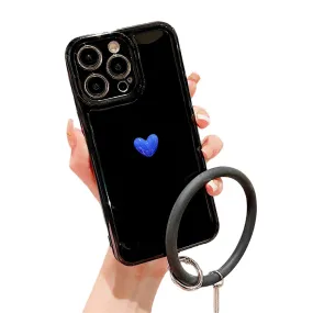 Anymob iPhone Black And Blue 3D Love Heart Bracelet Phone Case Shockproof Soft Silicone Cover