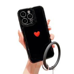 Anymob iPhone Black And Red 3D Love Heart Bracelet Phone Case Shockproof Soft Silicone Cover