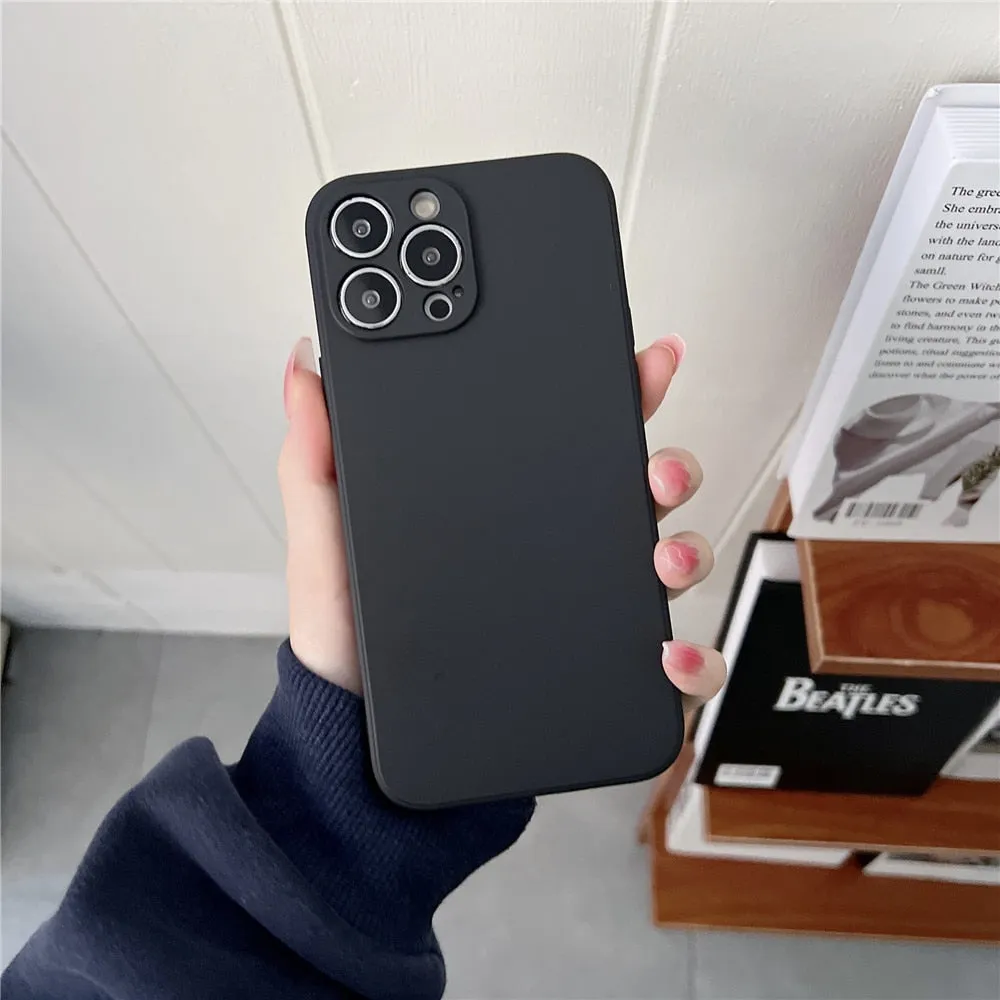 Anymob iPhone Black Square Silicone Phone Case Slim Soft Back Cover