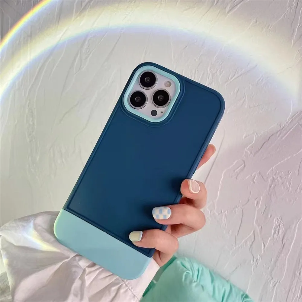 Anymob iPhone Blue And White Shockproof Armor Matte Phone Case Hard Plastic Bumper Cover
