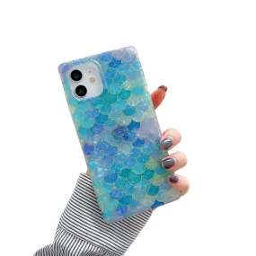 Anymob iPhone Blue Soft Silicone Phone Case Pattern Geometric Fish Scales Cover