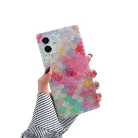 Anymob iPhone Candy Color Soft Silicone Phone Case Pattern Geometric Fish Scales Cover