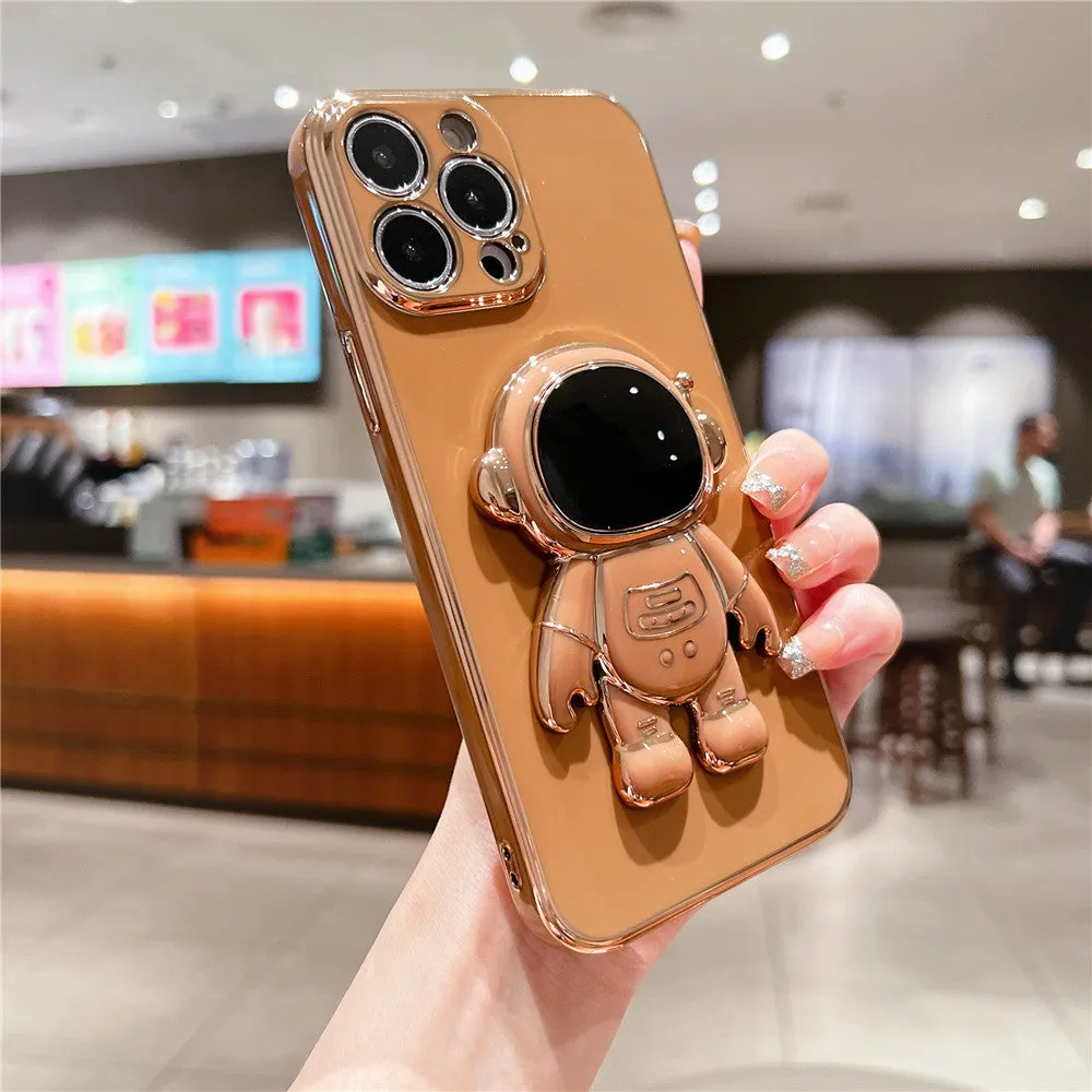 Anymob iPhone Case Brown Universal 6D Astronaut Foldable Holder Phone Cover