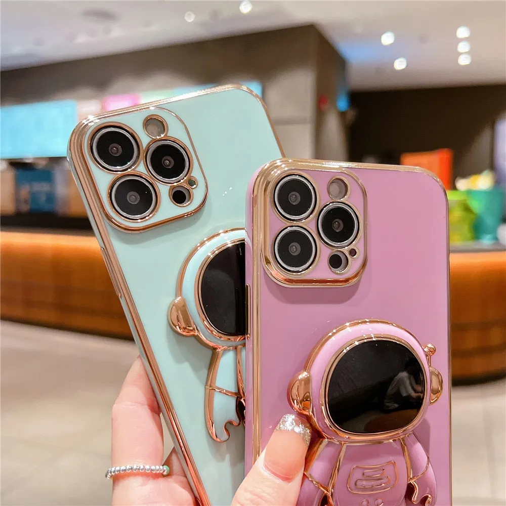 Anymob iPhone Case Dark Green Universal 6D Astronaut Foldable Holder Phone Cover