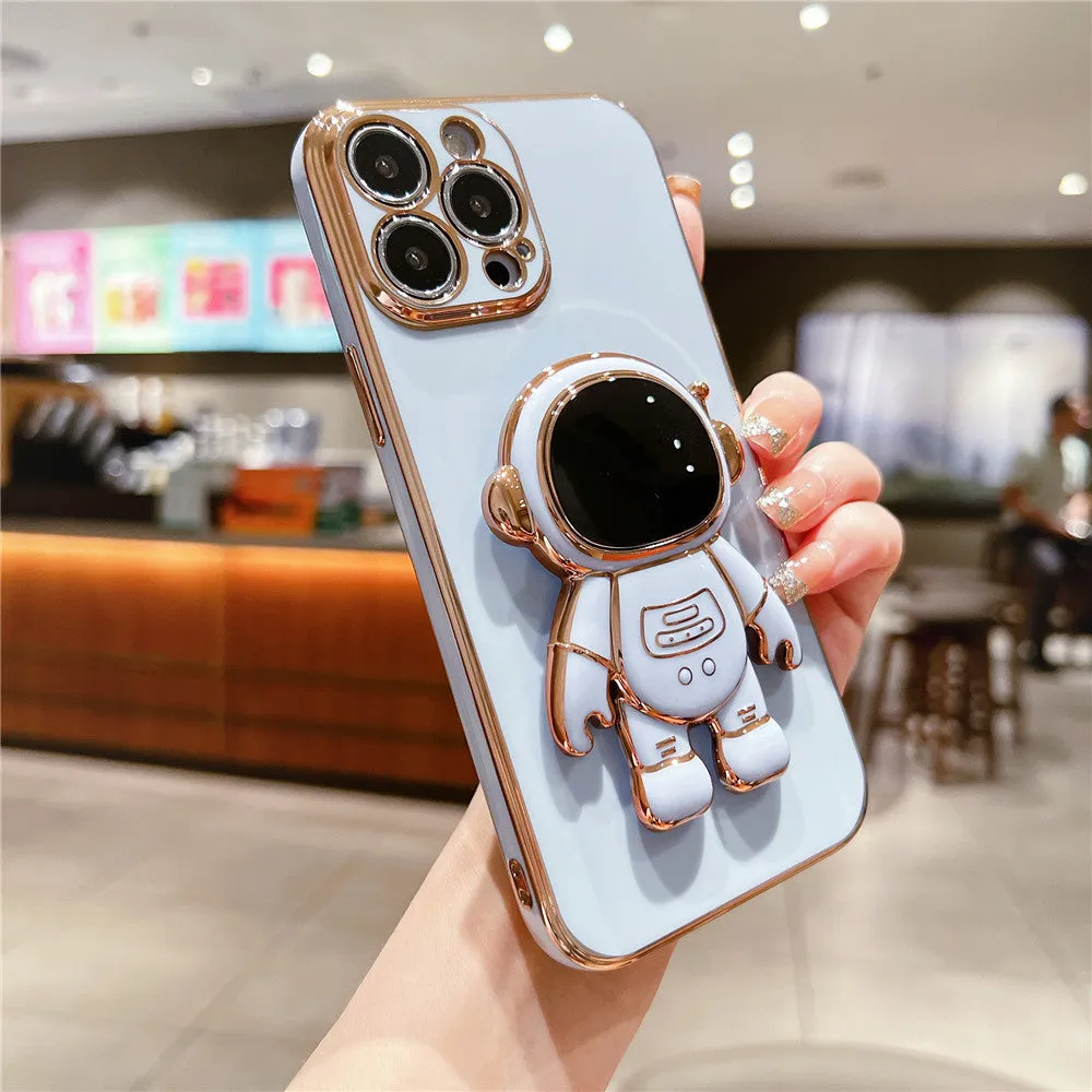 Anymob iPhone Case Grey Universal 6D Astronaut Foldable Holder Phone Cover
