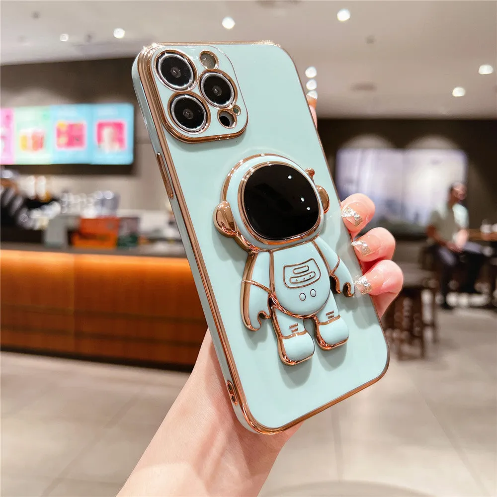 Anymob iPhone Case Light Green Universal 6D Astronaut Foldable Holder Phone Cover