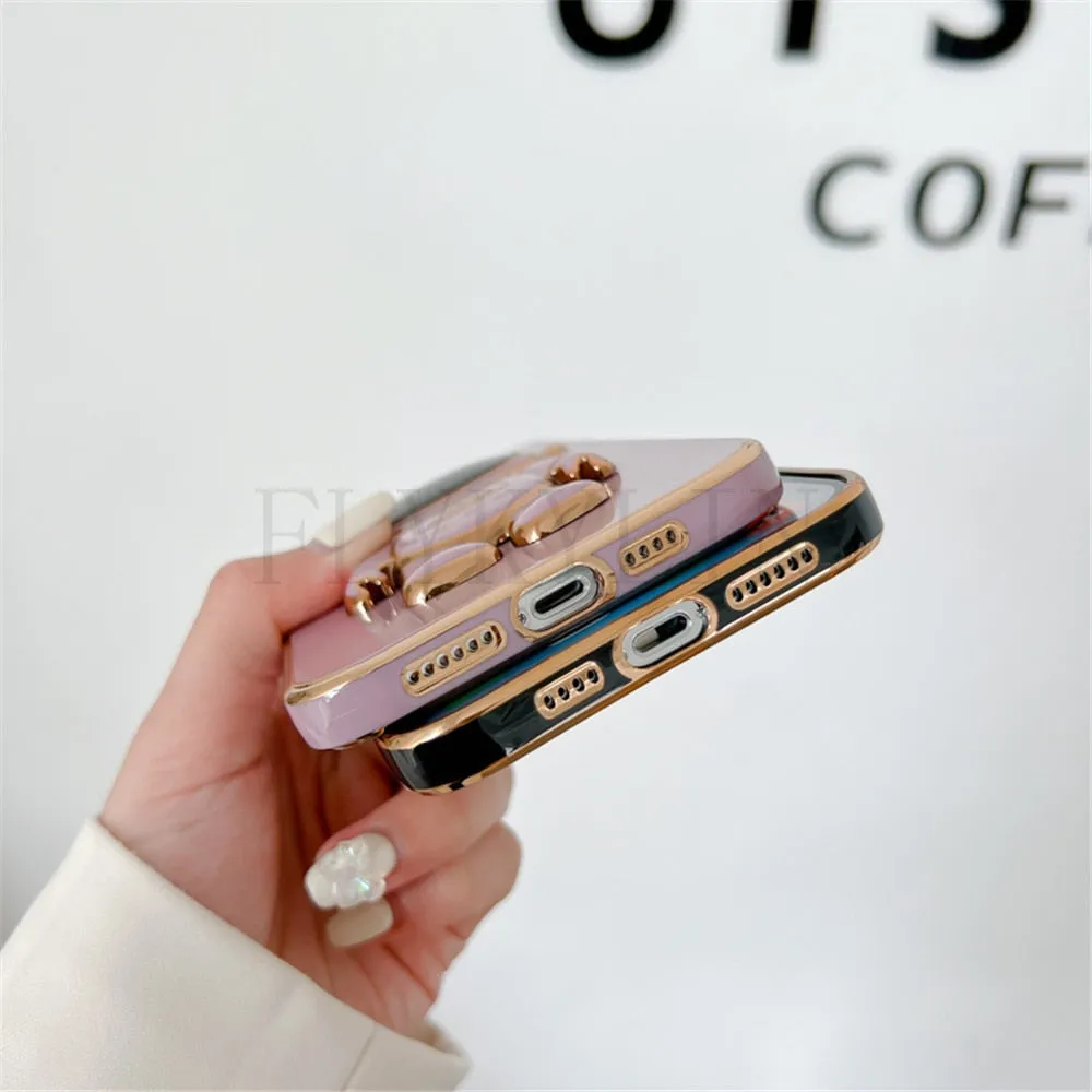 Anymob iPhone Case Magenta Universal 6D Astronaut Foldable Holder Phone Cover