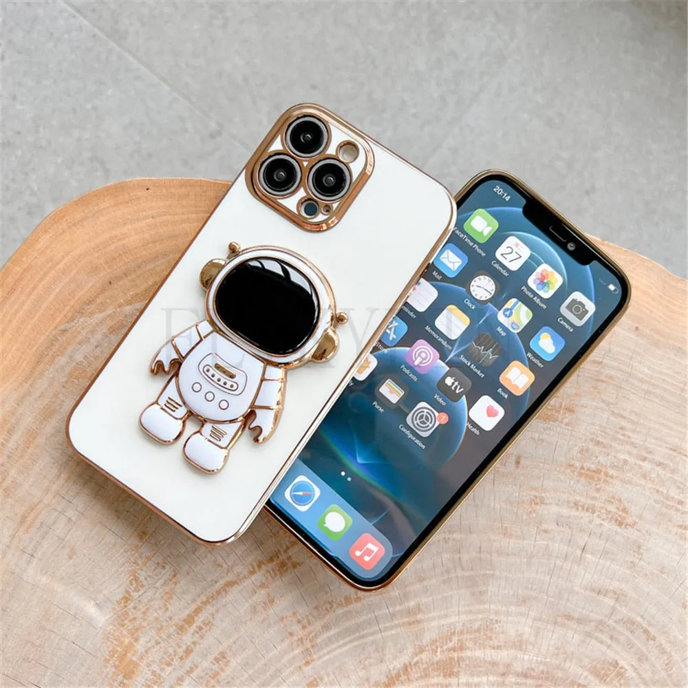 Anymob iPhone Case Magenta Universal 6D Astronaut Foldable Holder Phone Cover
