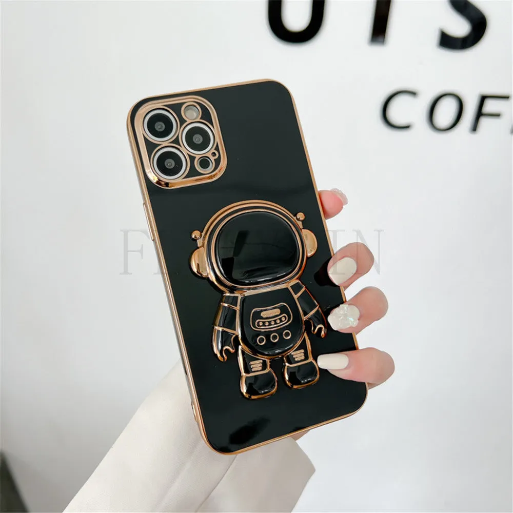 Anymob iPhone Case Space Black Universal 6D Astronaut Foldable Holder Phone Cover