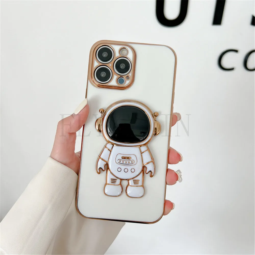 Anymob iPhone Case Space White Universal 6D Astronaut Foldable Holder Phone Cover
