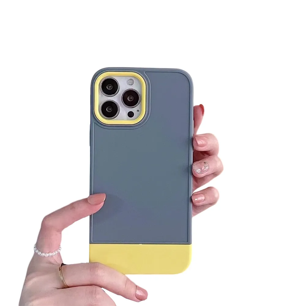 Anymob iPhone Gray And Yellow Shockproof Armor Matte Phone Case Hard Plastic Bumper Cover