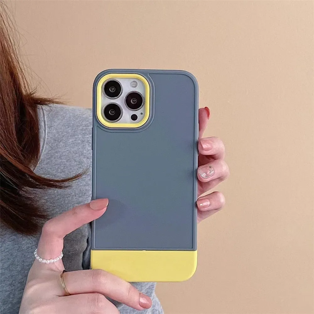 Anymob iPhone Gray And Yellow Shockproof Armor Matte Phone Case Hard Plastic Bumper Cover