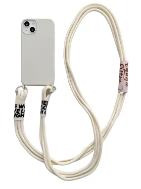 Anymob iPhone Gray Crossbody Lanyard Neck Strap Cord Case Matte Soft Silicone Cover