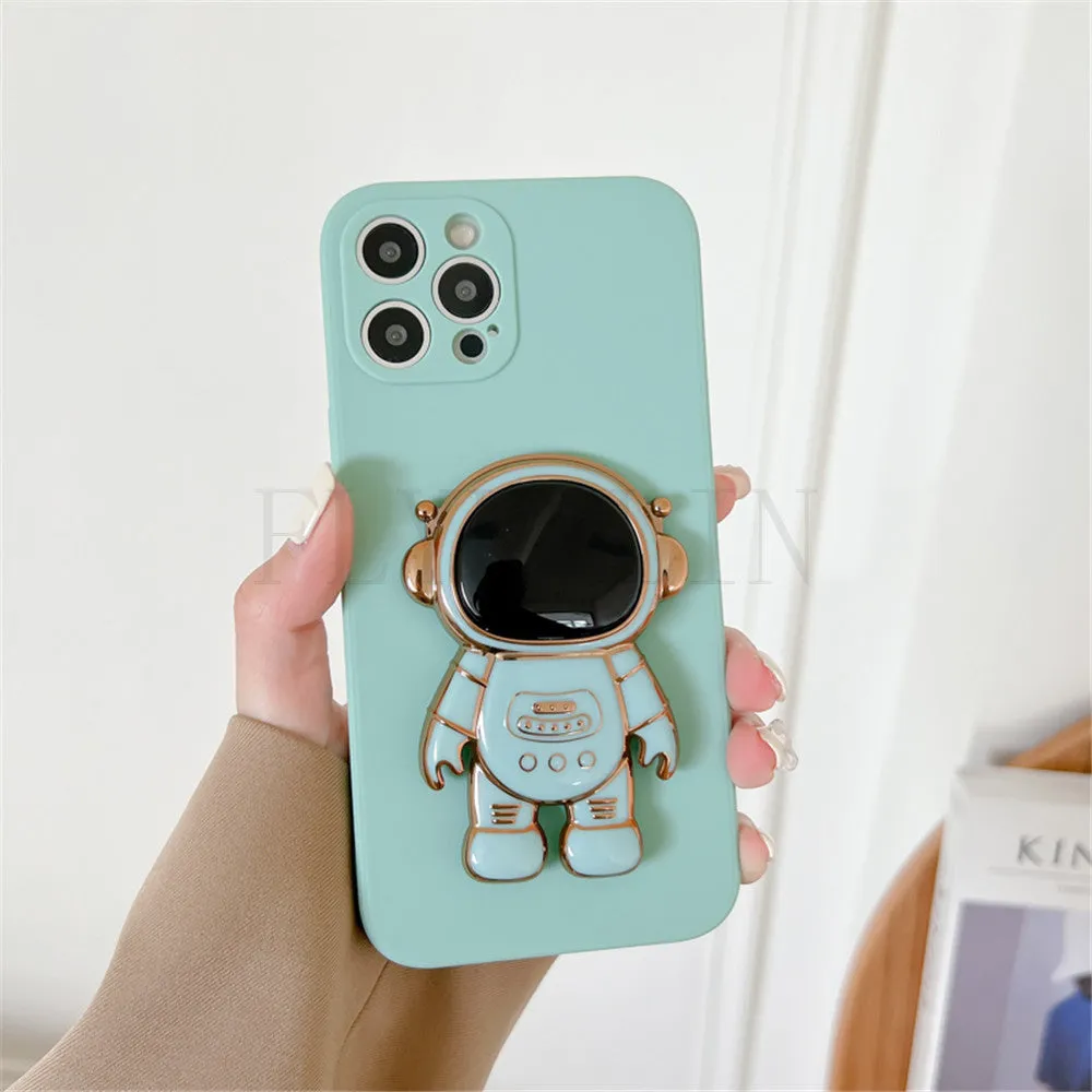Anymob iPhone Green 3D Astronaut Folding Stand Shockproof Soft Silicon Cover